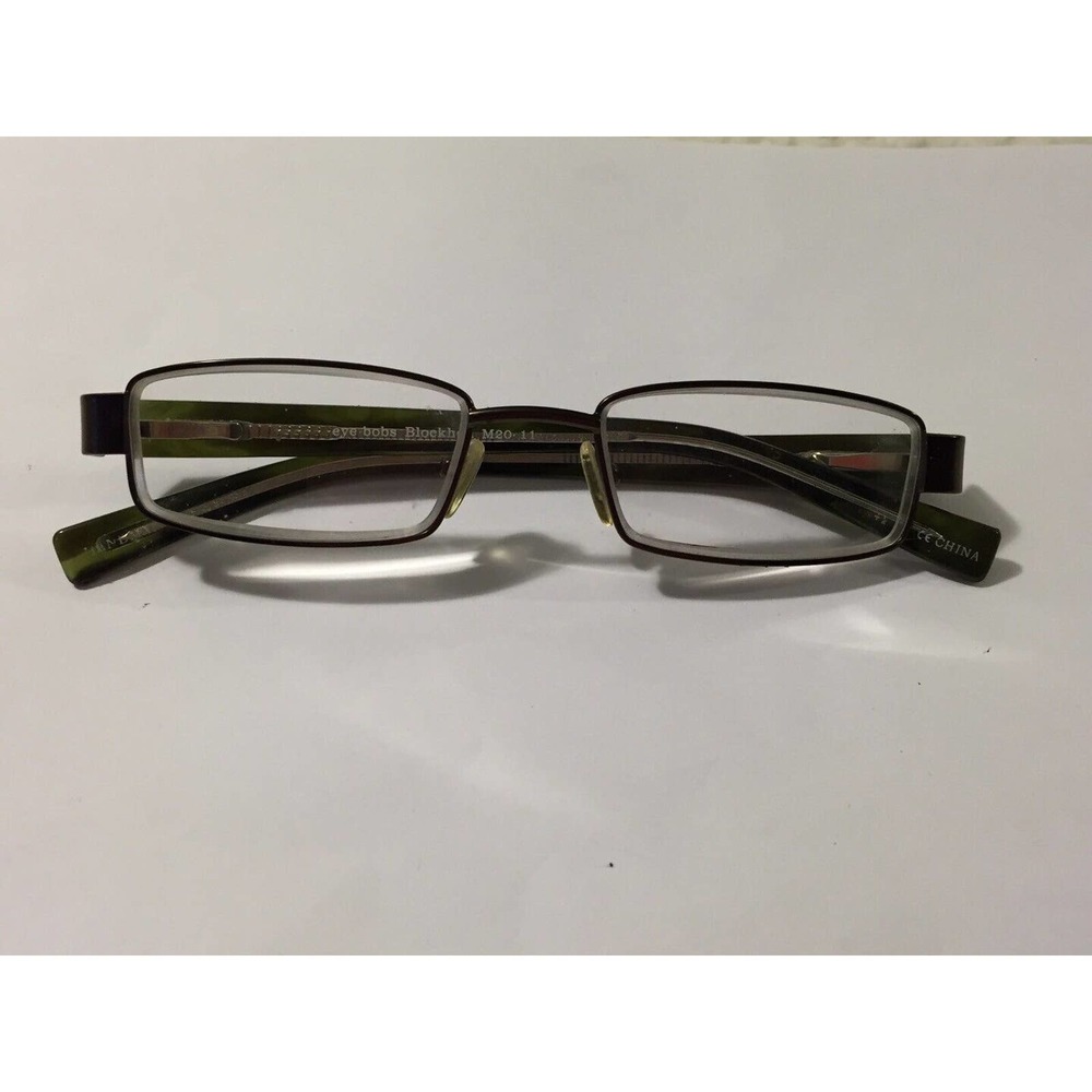 Eye Bobs iBall France Blockhead glasses green bronze metal frame clear lenses